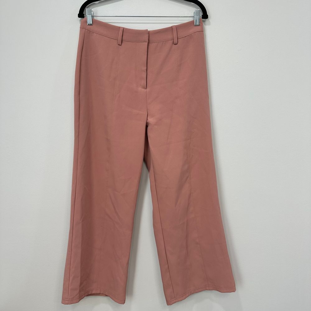 Avec‎ Les Filles Womens 8 Pants Blush Trouser Wide Leg Pink Career High Rise